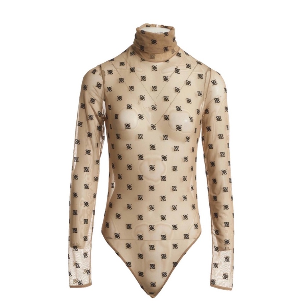 Fendi Tan and Black Patterned Bodysuit